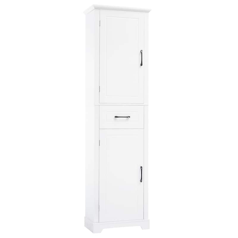 GDF Studio - Peter Modern MDF Tall Bathroom Storage Cabinet with Adjustable Shelves and Two Doors