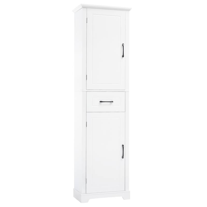 Roomfitters Tall Bathroom Storage Cabinet with 2 Doors Adjustable Shelves and Door Shelf Design MDF Painted Finish, White
