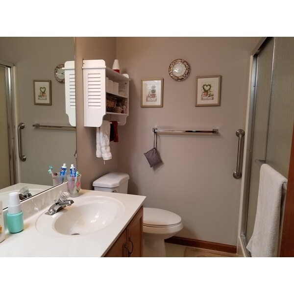 Shop Nantucket Bathroom White 3 Shelf Wall Unit With Towel Bar Overstock 8514156