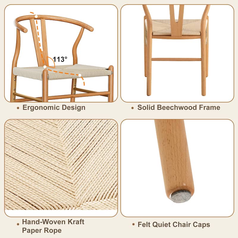 Set of 2 Handwoven Boho Dining Chairs