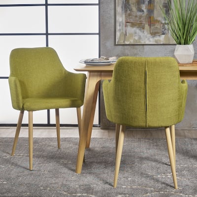 Upholstered Dining Chairs Set of 2, Modern Kitchen Chairs with Backrest, Fabric Dining Room Side Chairs with Metal Legs