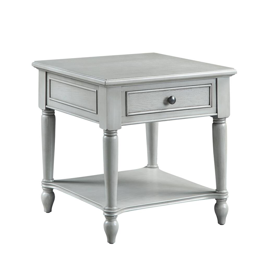 1 Drawer and Open Shelf End Table in Rustic Gray