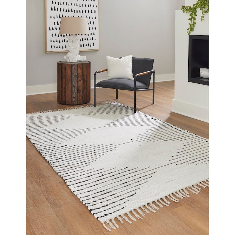 Braided Dario Collection Area Rug - 10'x14' - Ivory-Black