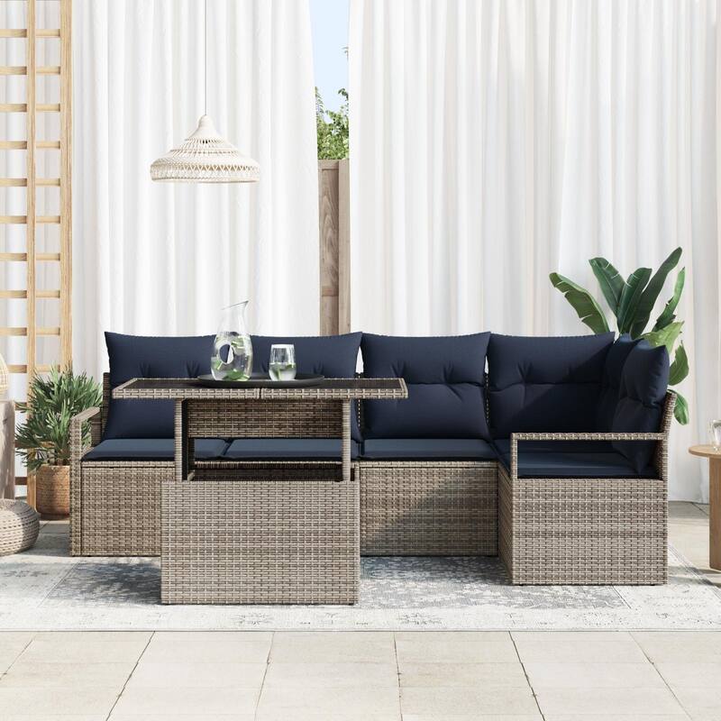 vidaXL 6 Piece Garden Sofa Set with Cushions - 91.3×48×27.2
