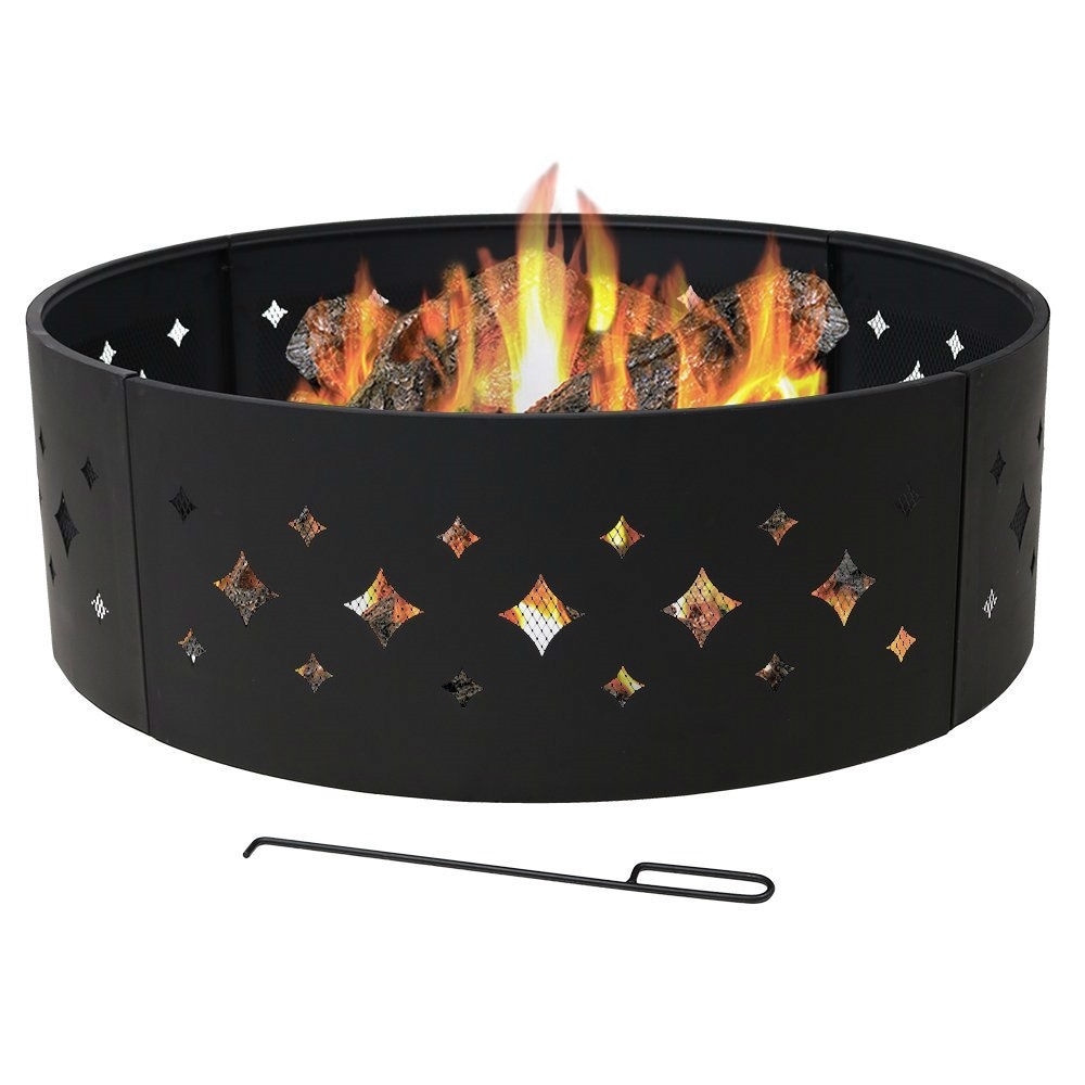 Shop Heavy Duty 36 Inch Black Steel Fire Pit Ring With Diamond