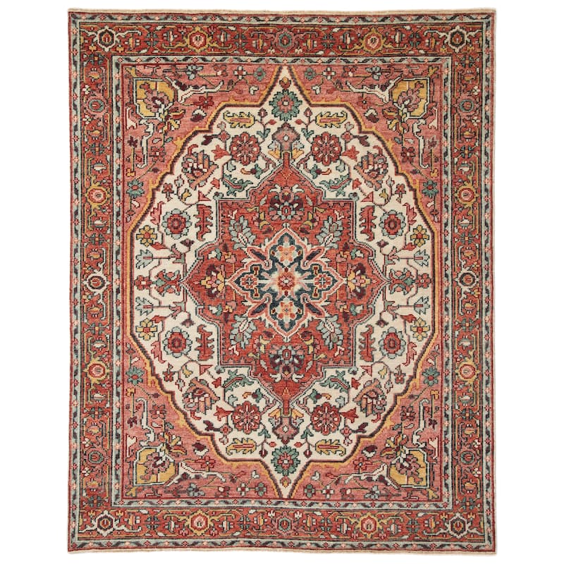 Wilkes Hand-Knotted Medallion Area Rug - 8' x 10' - Pink/Multicolor - Rectangle