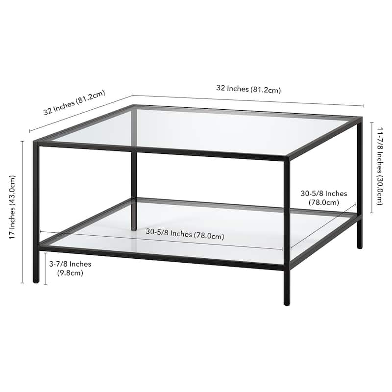 Sivil 32" Square Coffee Table with Shelf
