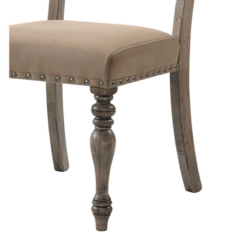 Script Printed Driftwood Finish Dining Chair Set of 2