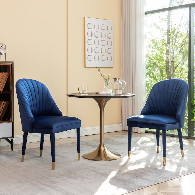 Porthos Home Wren Velvet Dining Chairs with Velvet Covered Rubberwood Legs, Set of 2