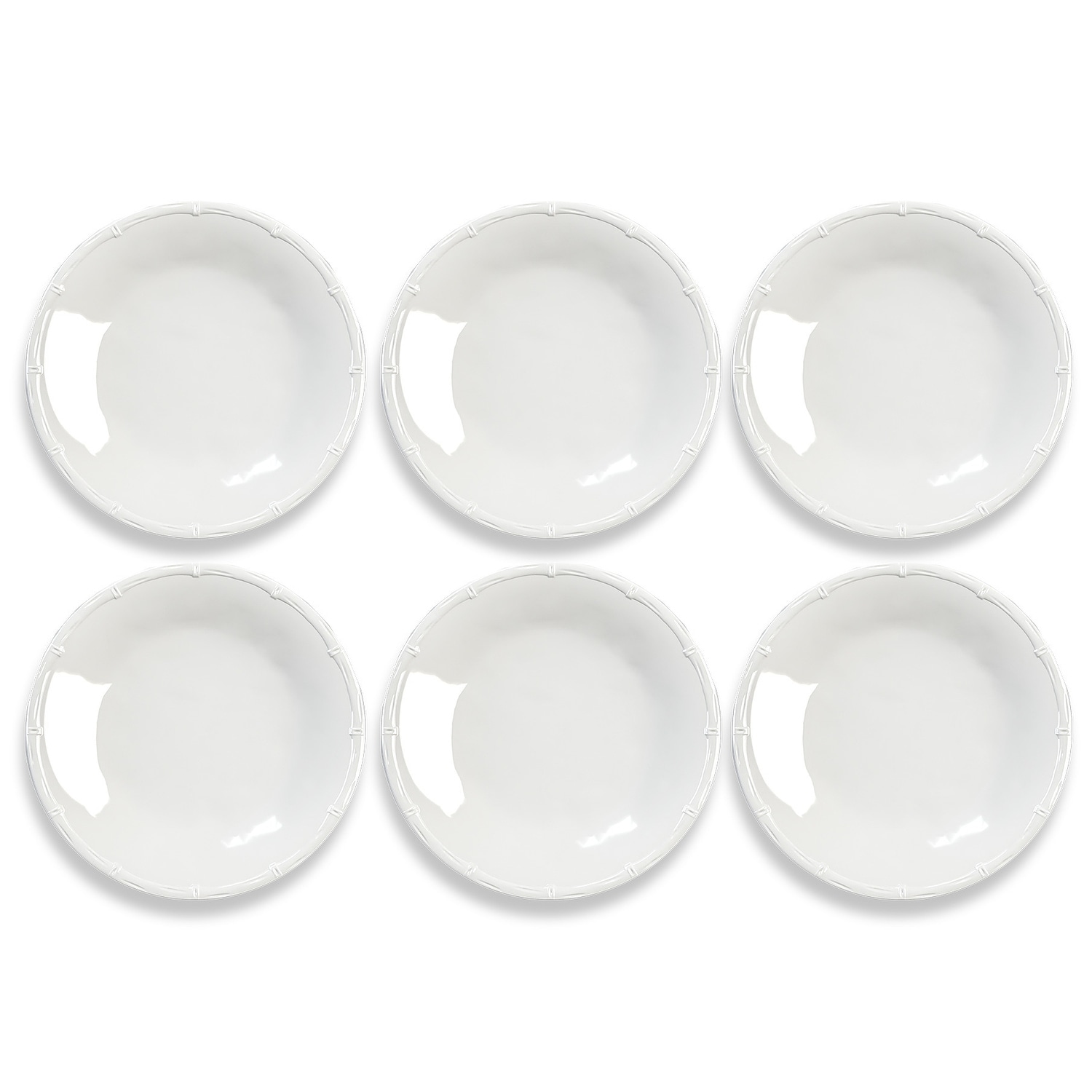 Abode Homewares Bamboo Raised Rim Melamine Salad Plate - White - 8.5" - Set of 6