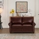 Nailhead Trim Rolled Arms Accent Sofa Faux Leather Loveseat Chair ...