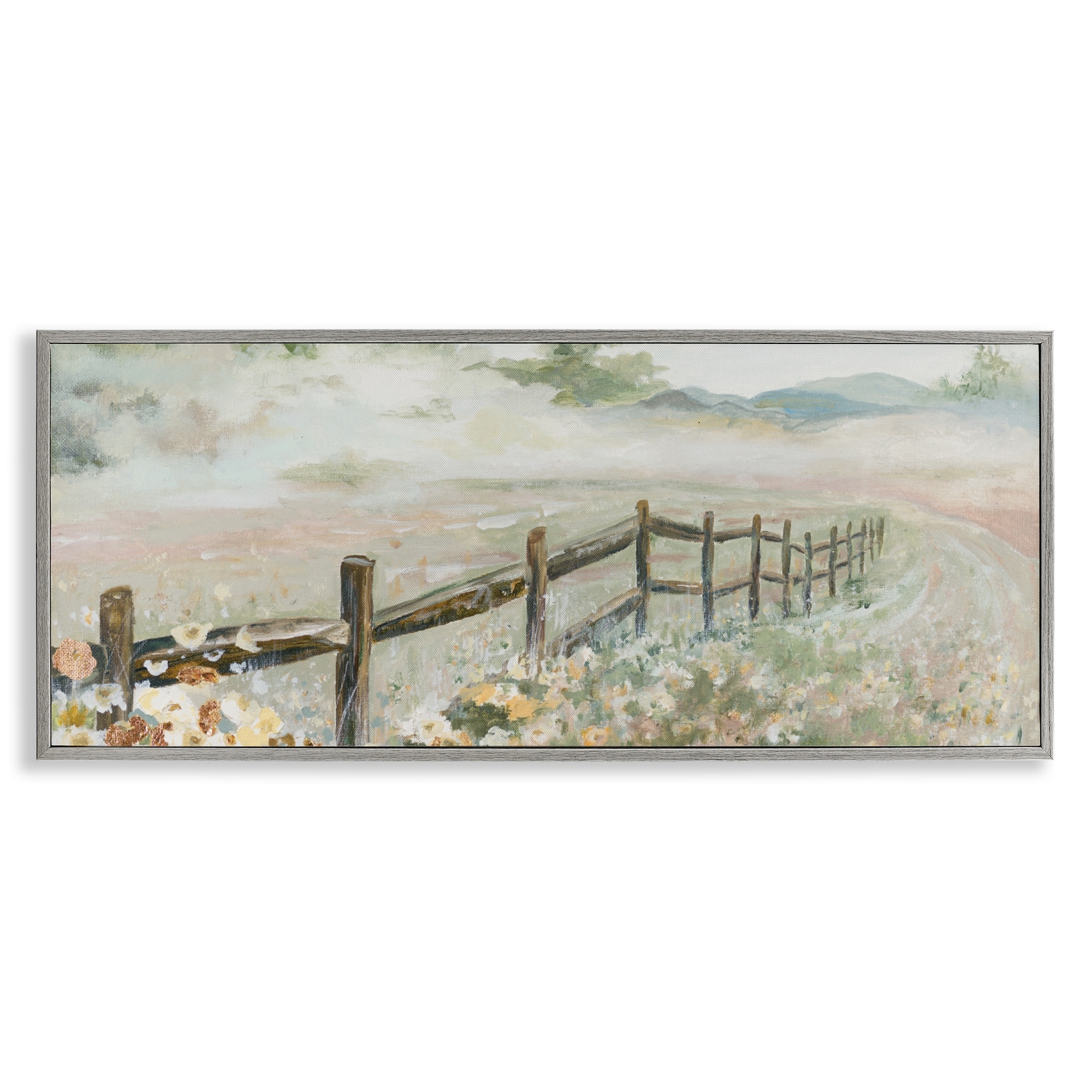 Stupell Soft Fence with Flowers Framed Giclee Art Design By Patricia Pinto
