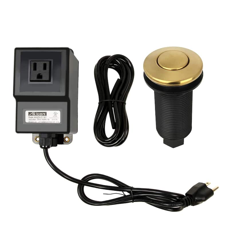 Garbage Disposal Kitchen Air Switch Kit - Single Outlet - Brass Gold