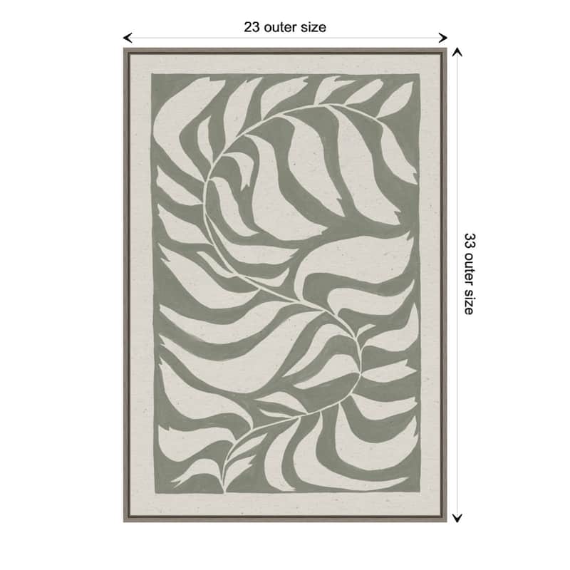 Winding Vine by Moira Hershey Framed Canvas Wall Art Print - Sylvie Greywash - 23 x 33 in - Plastic - Grey