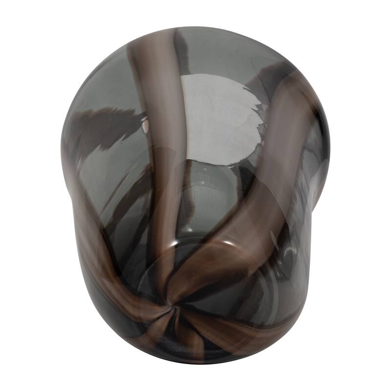 Glass Modern Striped Decorative Vase - Brown