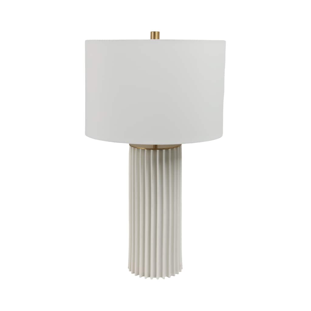Ceramic Table Lamp Pleated Base with Fabric Drum Shade - 27" White - 15" x 15" x 27"
