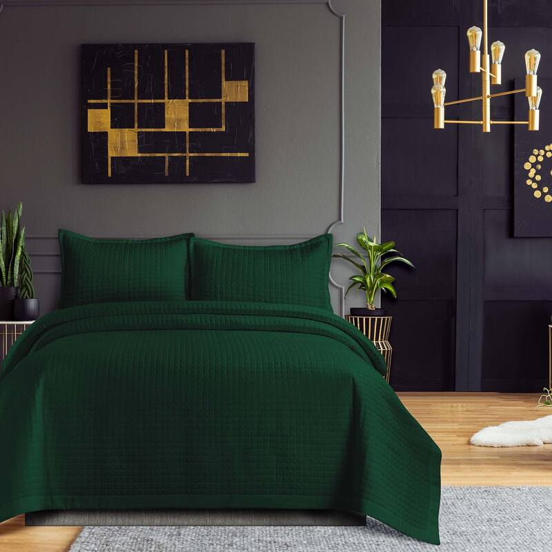 Naples Solid Oversized Quilt Set - Emerald Green - Queen