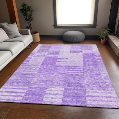 Premium Washable Super Soft Stripe Geo Mayfield Rug