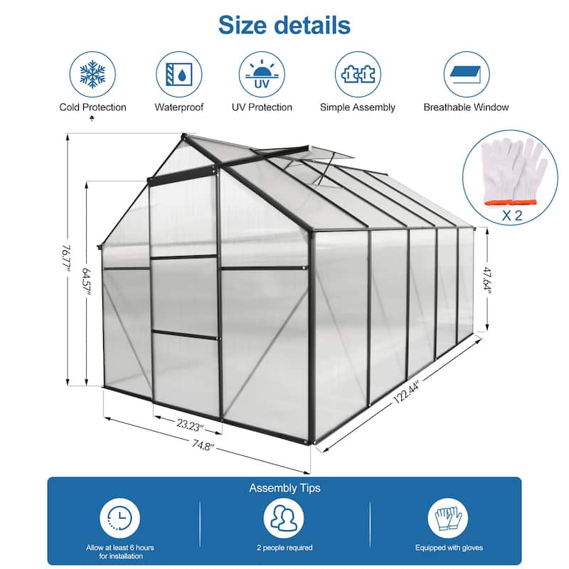 6x10 FT Outdoor Patio Greenhouse