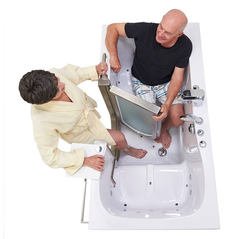 Ella Companion 32"x60" Air, Hydro, & Independent Foot Massage Acrylic Two Seat Walk-In-Bathtub, Inward Swing, Fast Fill Faucet