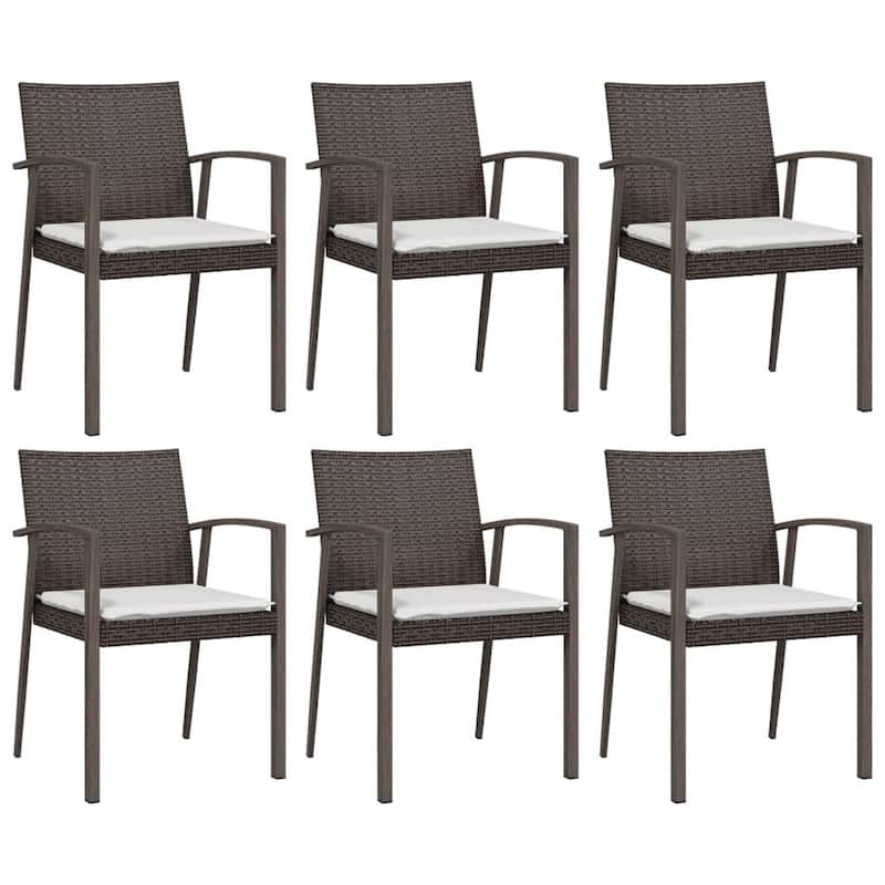 vidaXL Patio Dining Set Table and Chair with Cushions Poly Rattan and Steel