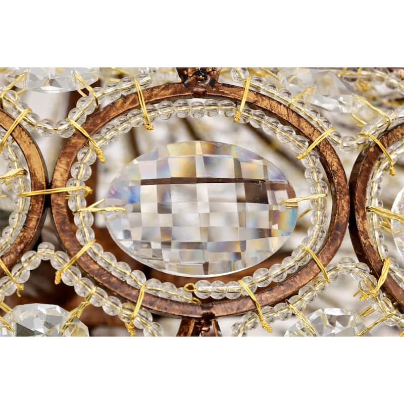 Rilo 4-light Antique Finish Carousel with Crystals Chandelier Ceiling Light