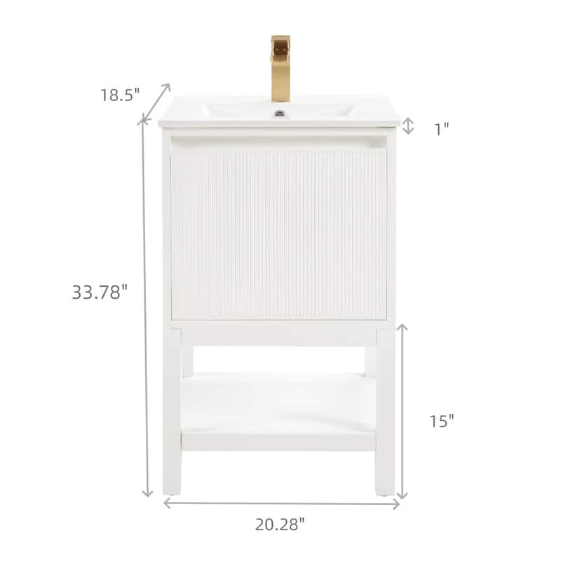 20 Inch Solid Wood Pre-Assembly Bathroom Vanity With Adjustable Shelf