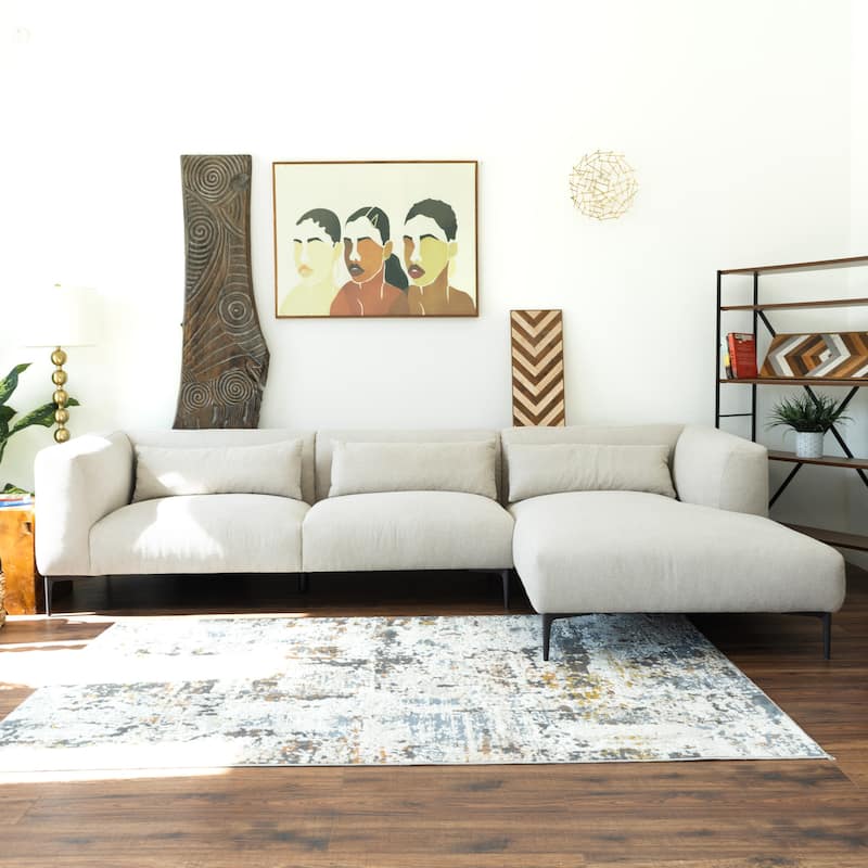 Savenoy Japandi Style L-Shaped Fabric Upholstered Sectional