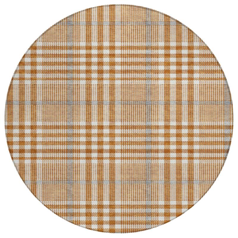 Machine Washable Indoor/ Outdoor Plaid Chantille Rug