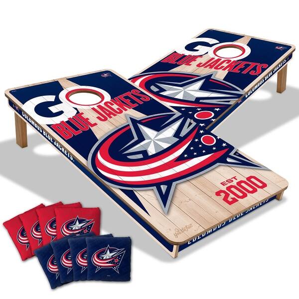 slide 2 of 6, Columbus Blue Jackets NHL 2x4 Cornhole Board Set Include Carrying Case