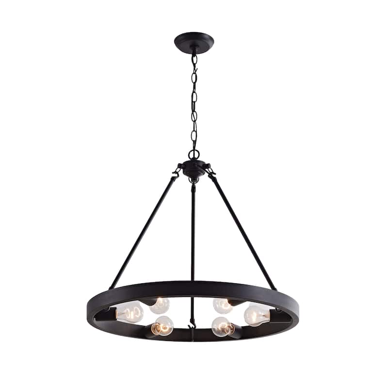 Abigail Wagon Wheel Black 6-light Metal Round Rustic Chandelier