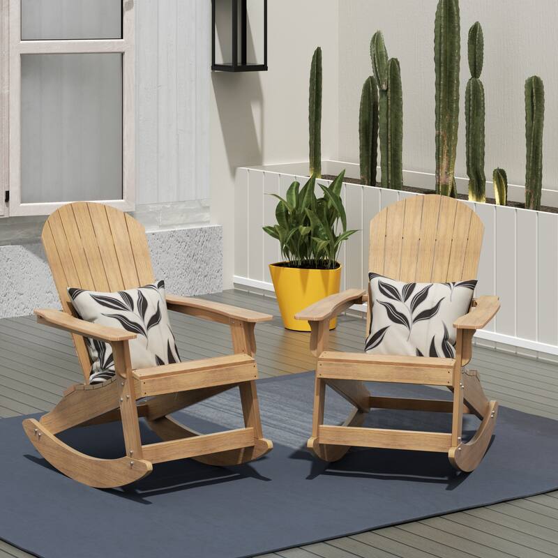 Vineyard HIPS Outdoor Eco-Friendly All Weather Seashell Rocking Adirondack Chairs (Set of 2) - Teak