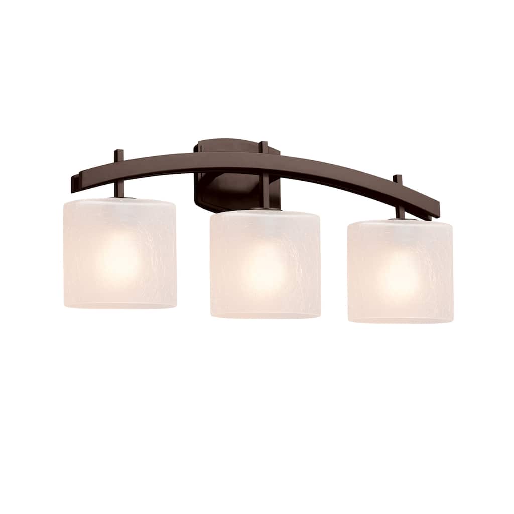 Justice Design Fusion Archway 3-light Dark Bronze Bath Bar, Frosted Crackle Oval Shade