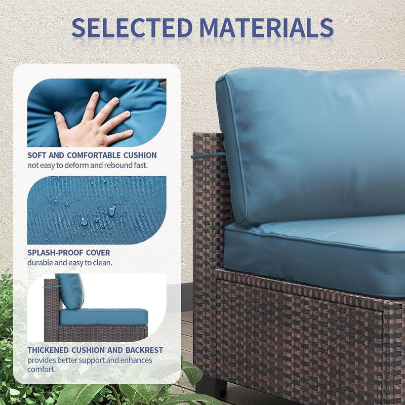 IDEALHOUSE 7-Piece PE Rattan Wicker Outdoor Patio Furniture Set