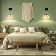 preview thumbnail 1 of 3, 2 Pack wall sconces black wall lighting bamboo, metal wireless wall sconce