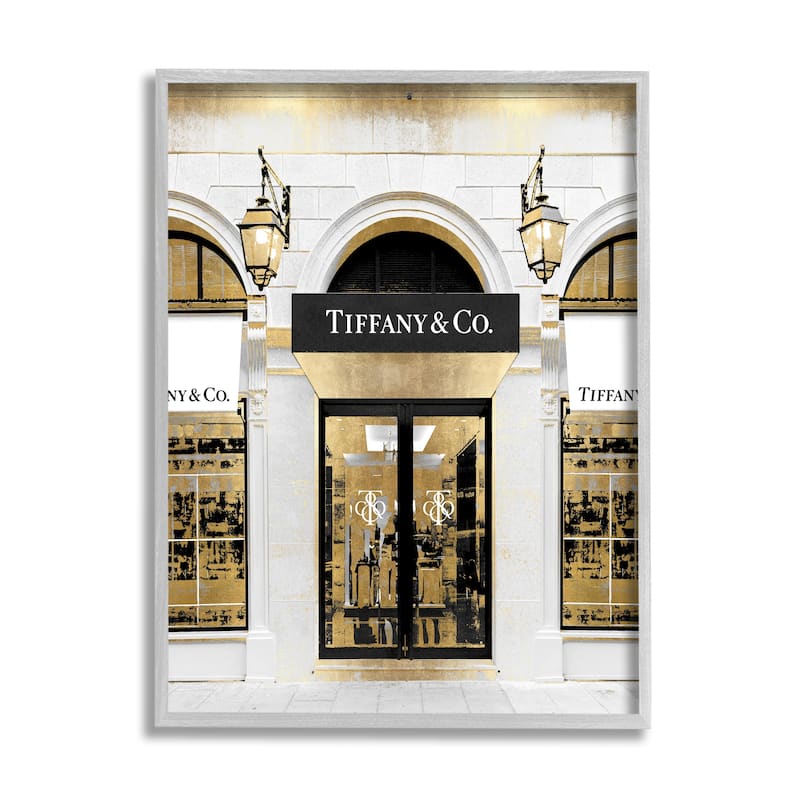 Stupell Designer Jewelry Storefront Urban Glam Fashion Photography Framed Wall Art - Gold