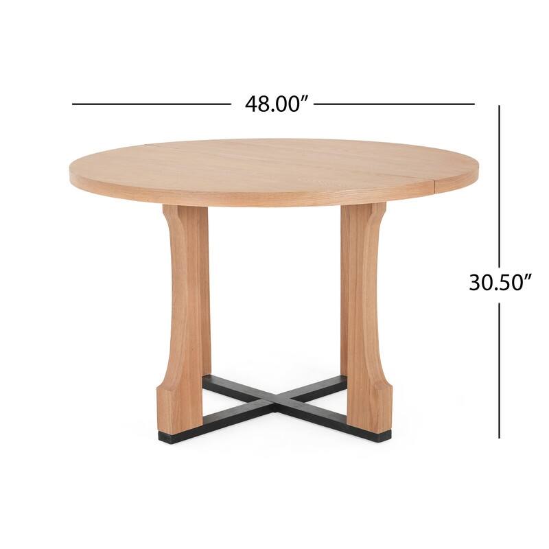48-inch Round Dining Table for 4 - Farmhouse Pedestal Base Kitchen Table