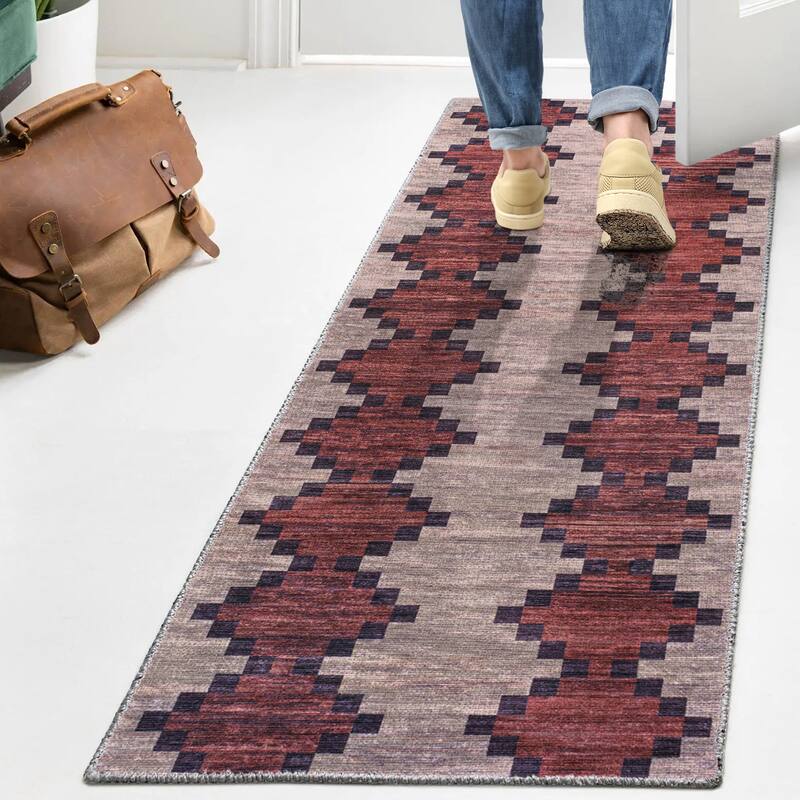 JONATHAN Y Siksak Bohemian Medallion Textured Weave Machine Washable Area Rug