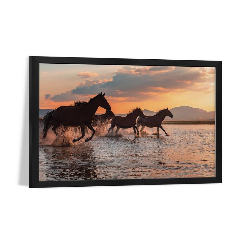 Water Horses Premium Framed Poster by Barkan Tekdogan