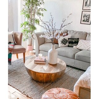 Shop Round Dark Brown Mango Wood Coffee Table - Overstock ...