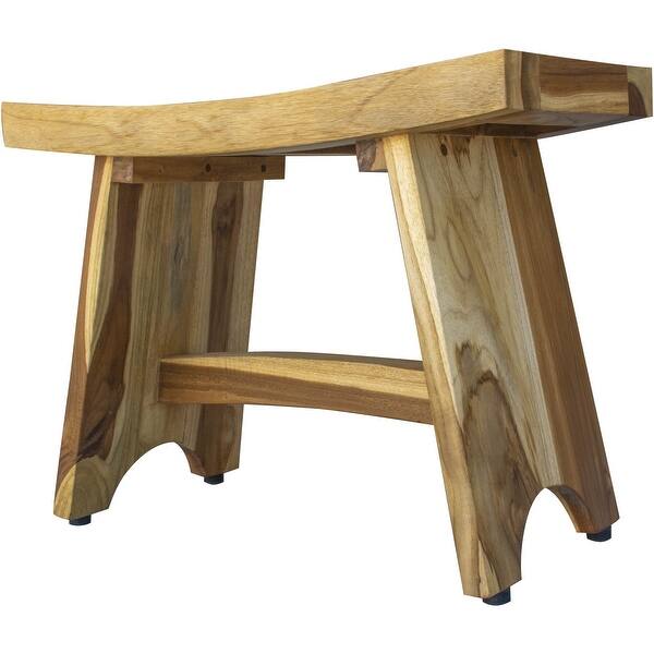 Compact Curvilinear Teak Shower or Outdoor Bench in Natural Finish