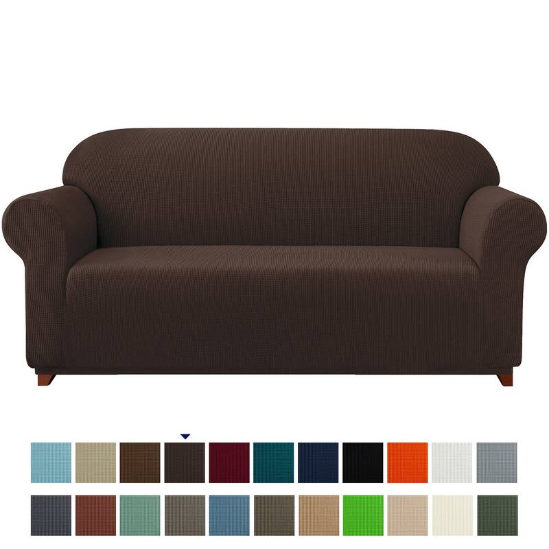 Subrtex 1-Piece Sofa Cover Stretch Soft Couch Loveseat Slipcover - Sofa - Chocolate