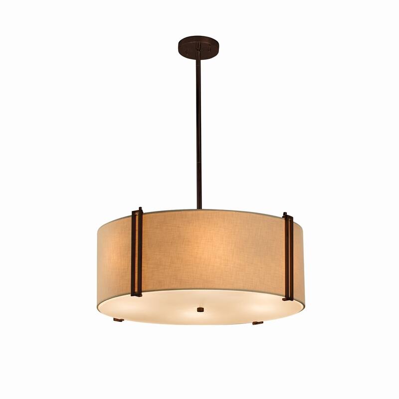 Justice Design Textile Reveal 6-light Dark Bronze Pendant, Cream Shade