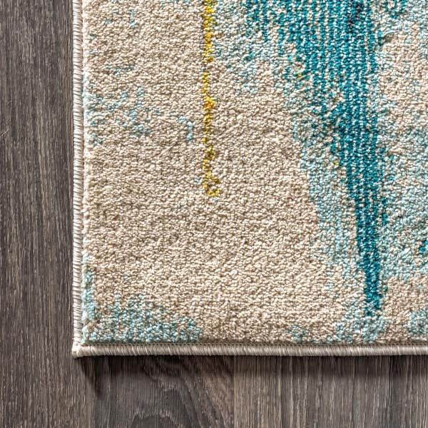 Contemporary Pop Modern Abstract Waterfall Blue Cream Area Rug Overstock 27416401