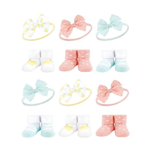 slide 1 of 1, Hudson Baby Infant Girl 12Pc Headband and Socks Giftset, Lemon, One Size - Lemon Lemon - One Size
