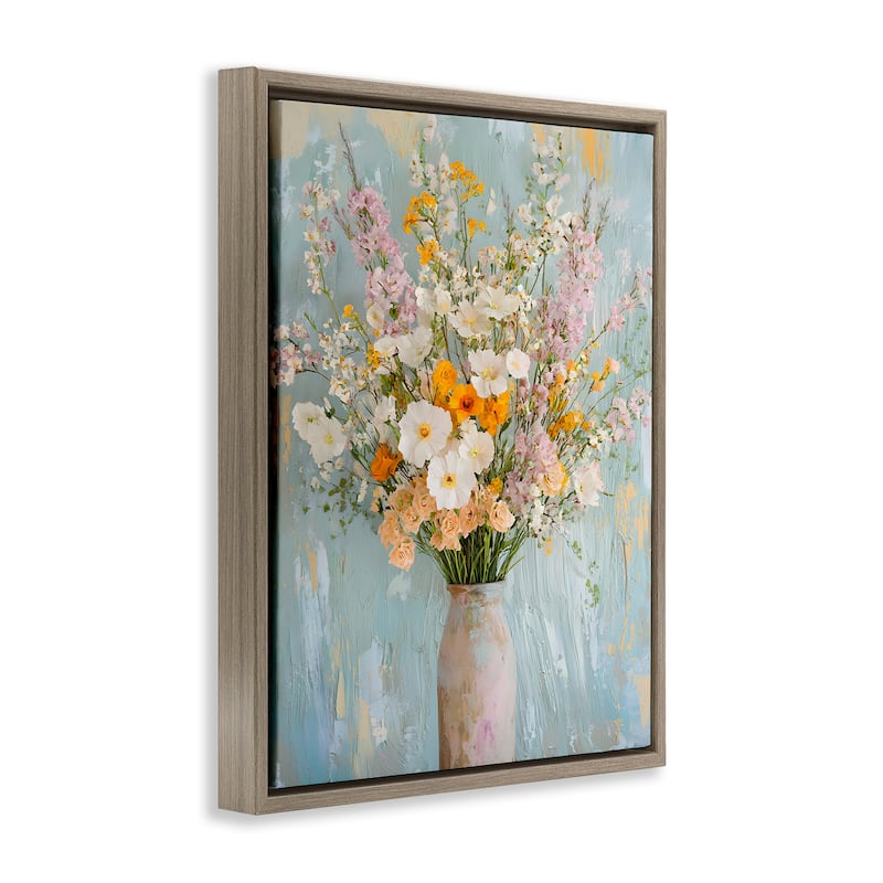 Stupell Orange & White Flower Arrangement Framed Floater Canvas Wall Art Design By Franklyn Gregory