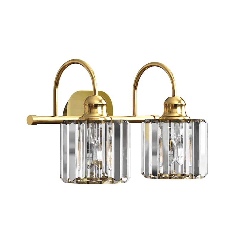 ExBrite Modern Rose Gold Dimmable Bathroom Crystal Vanity Lights - Gold - 2-Lights