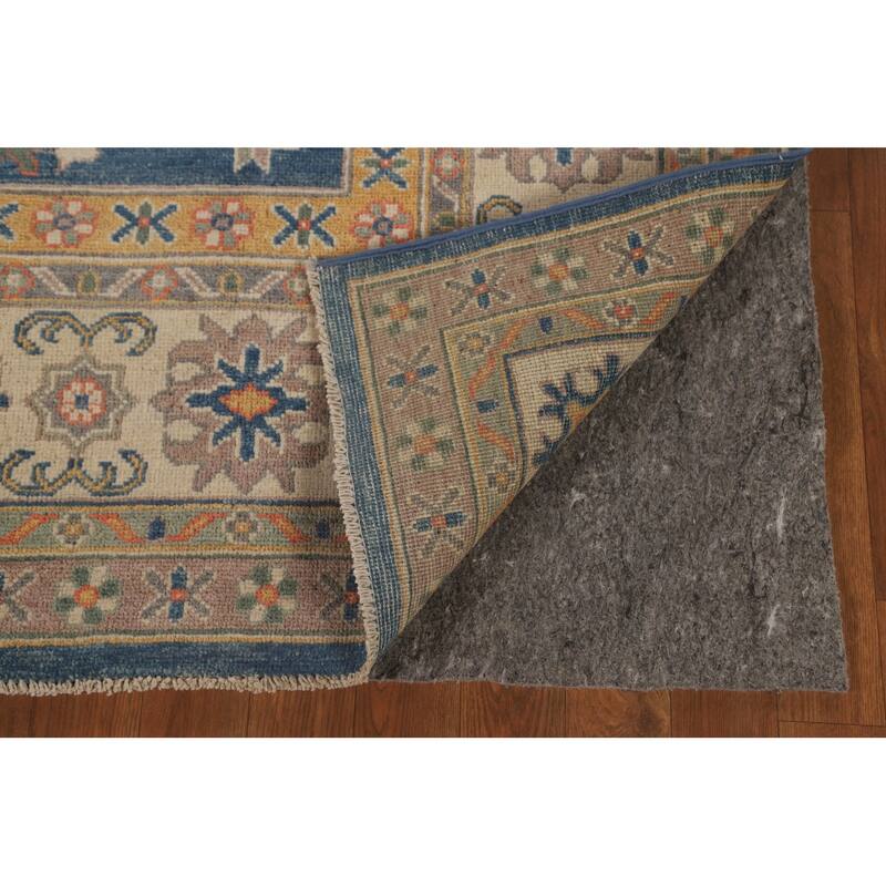 Blue Kazak Living Room Area Rug Handmade Wool Carpet - 6'8" x 9'9"