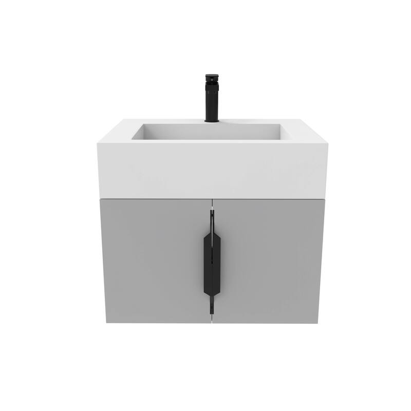 Nile 24-Inch Wall Mounted Bathroom Vanity Set w/ White Top - Matte - Grey