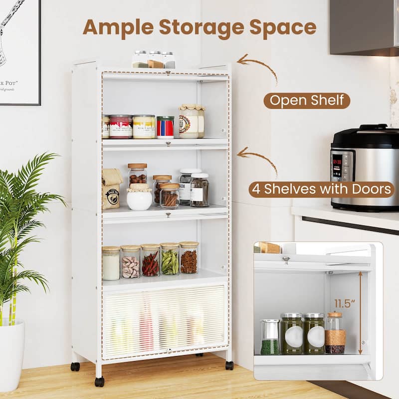 Costway 4-Tier Storage Cabinet with Door Freestanding Bathroom Cabinet - See Details
